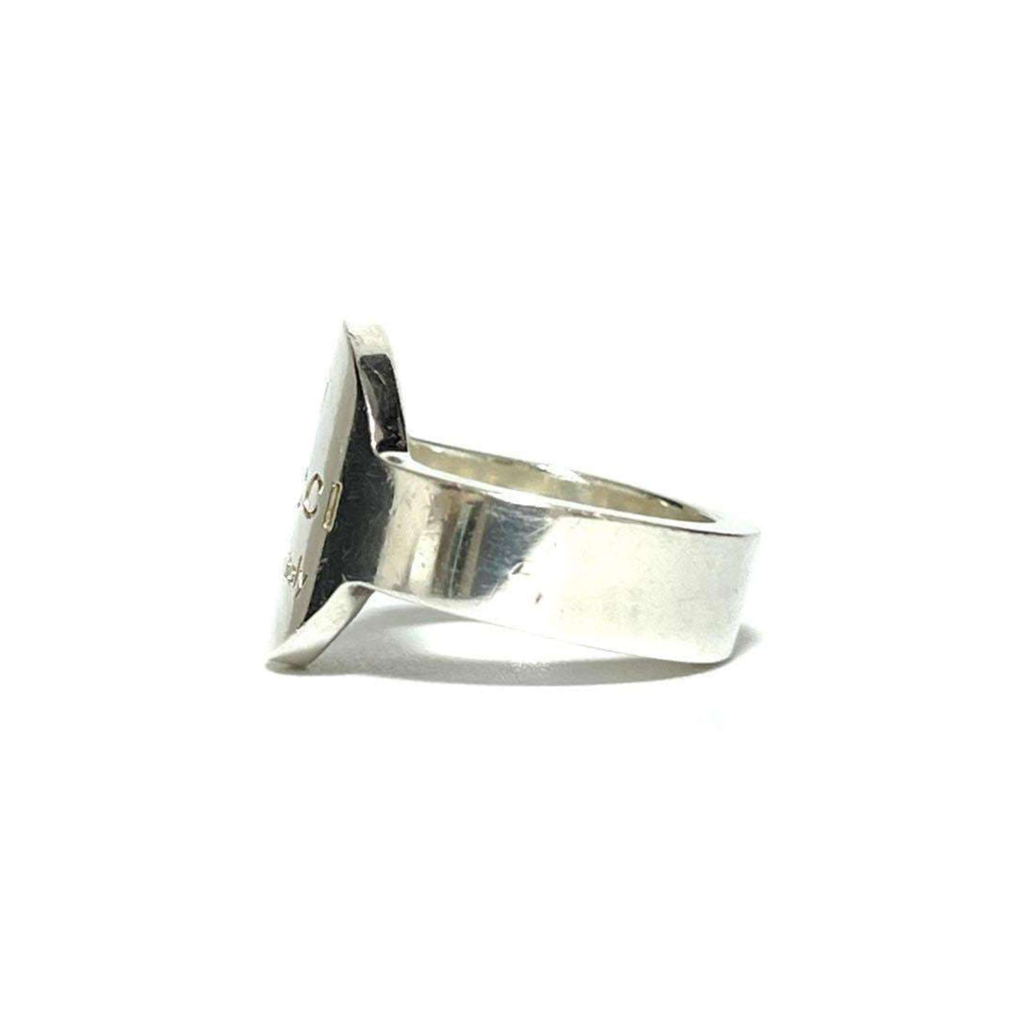 GUCCI Women's and Men's Rings Trademark Plate Ring Silver