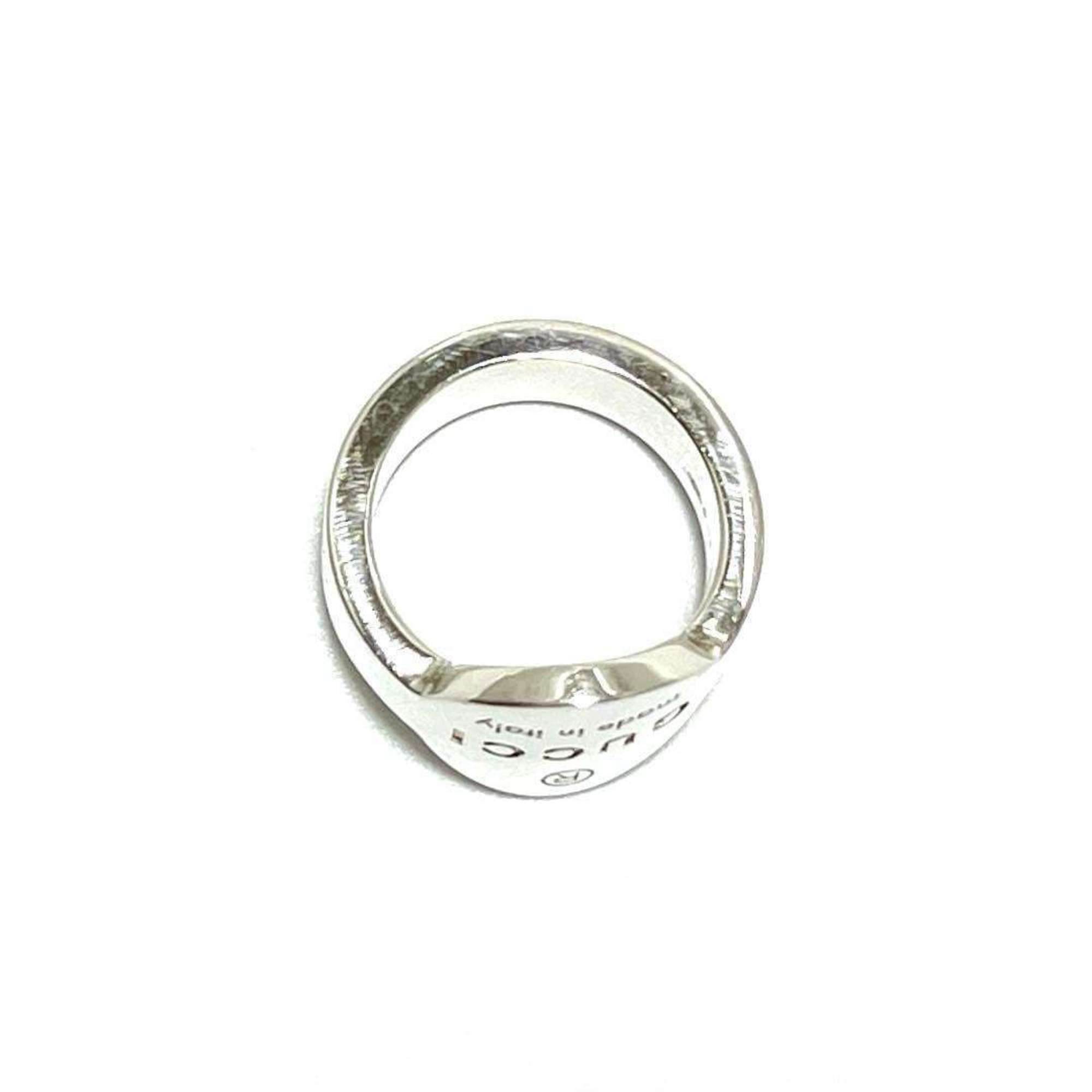 GUCCI Women's and Men's Rings Trademark Plate Ring Silver