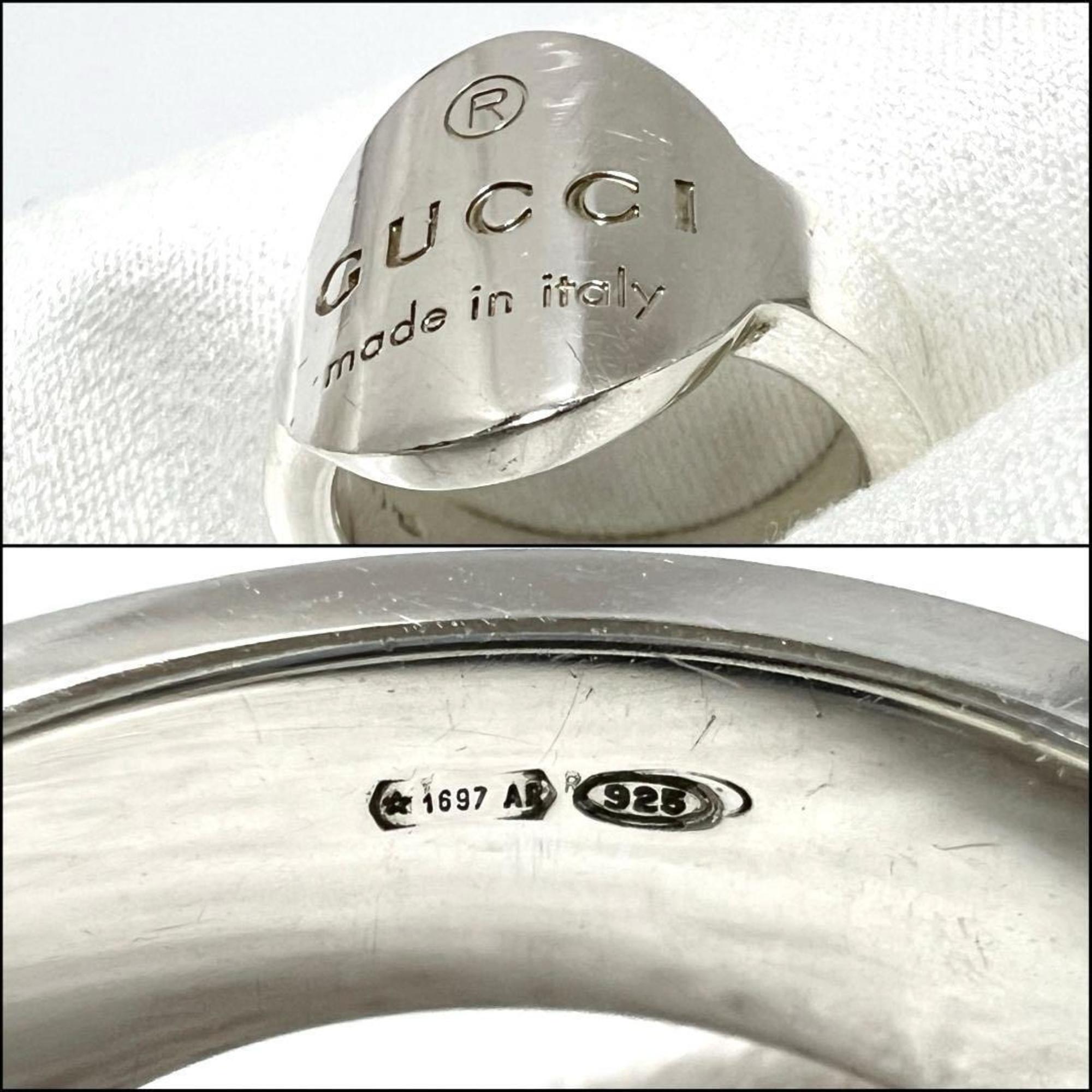 GUCCI Women's and Men's Rings Trademark Plate Ring Silver