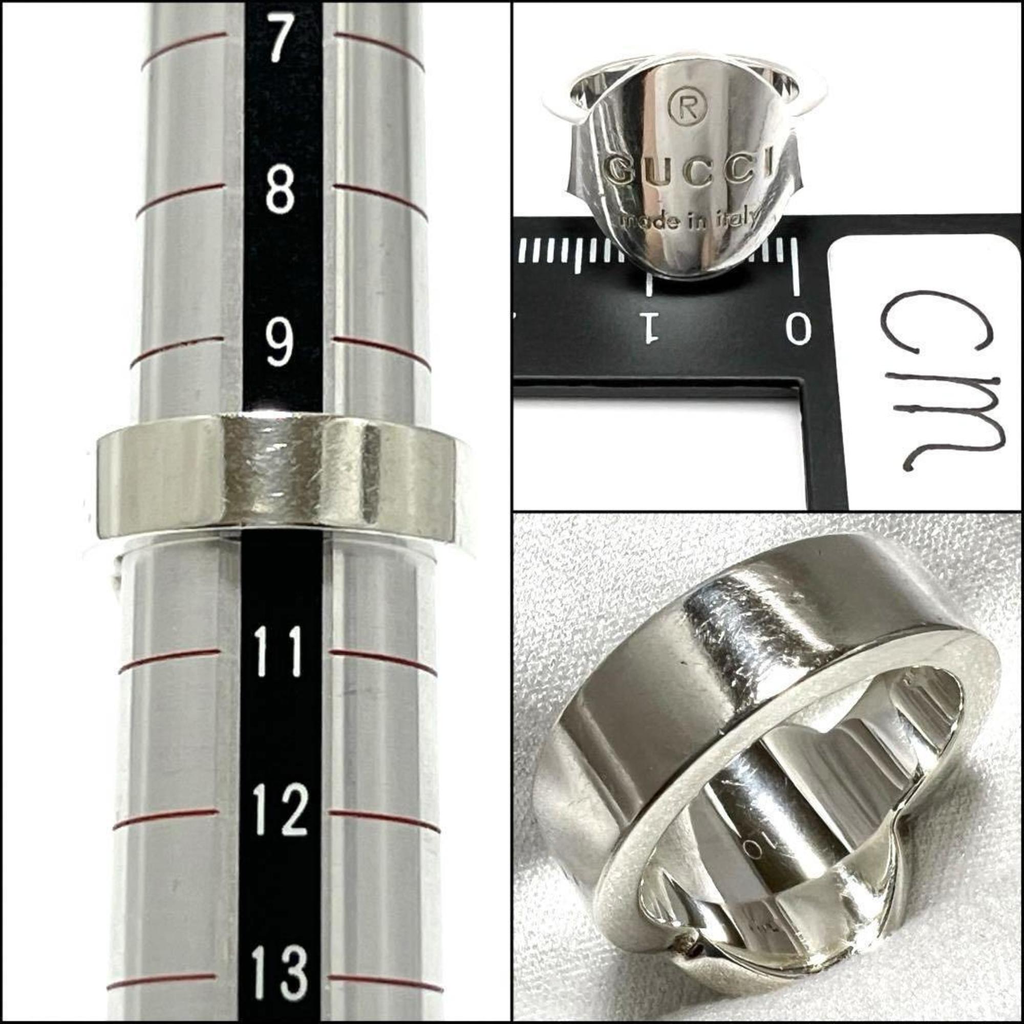 GUCCI Women's and Men's Rings Trademark Plate Ring Silver