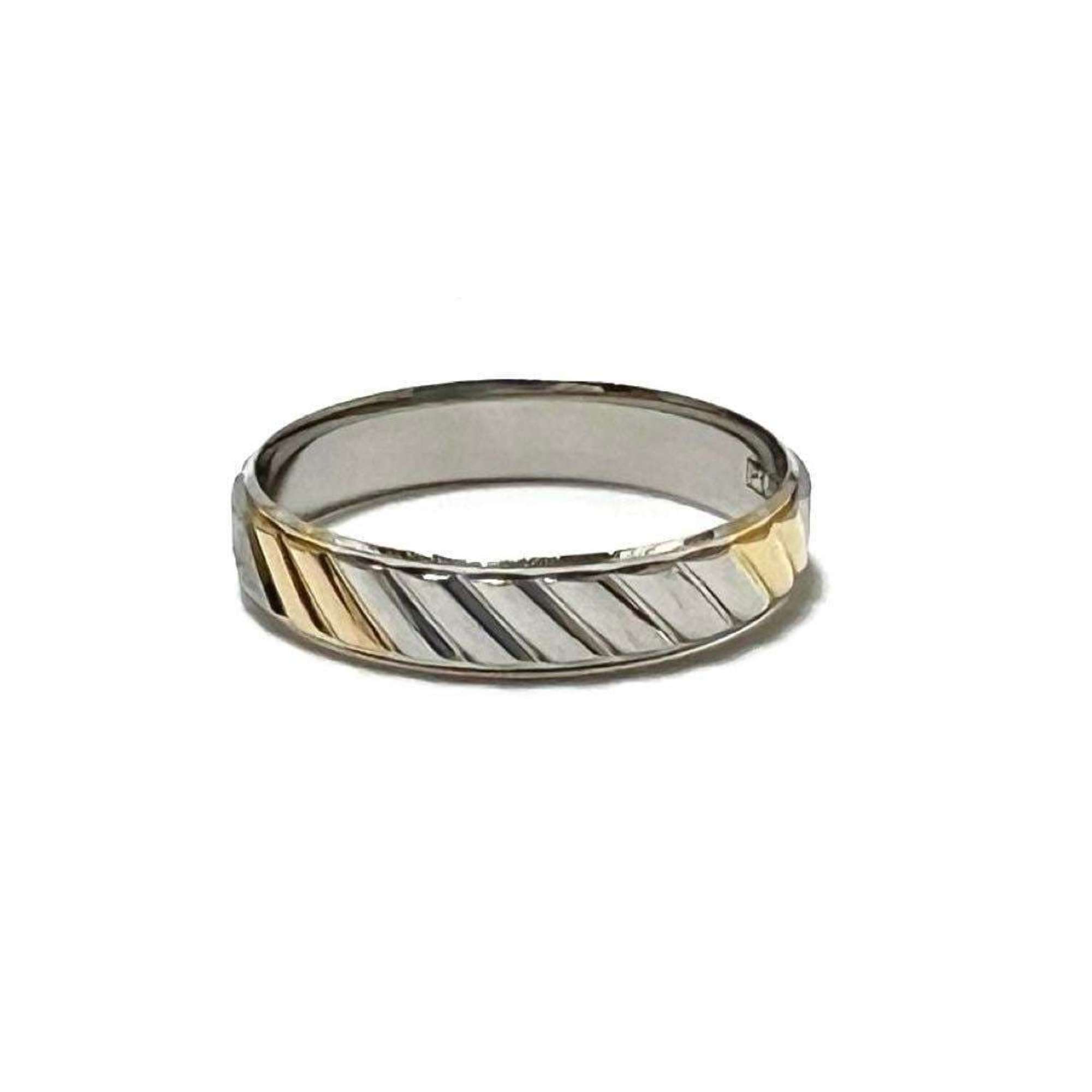 CELINE Men's Ring Platinum Yellow Gold K18 Combi Trim Off