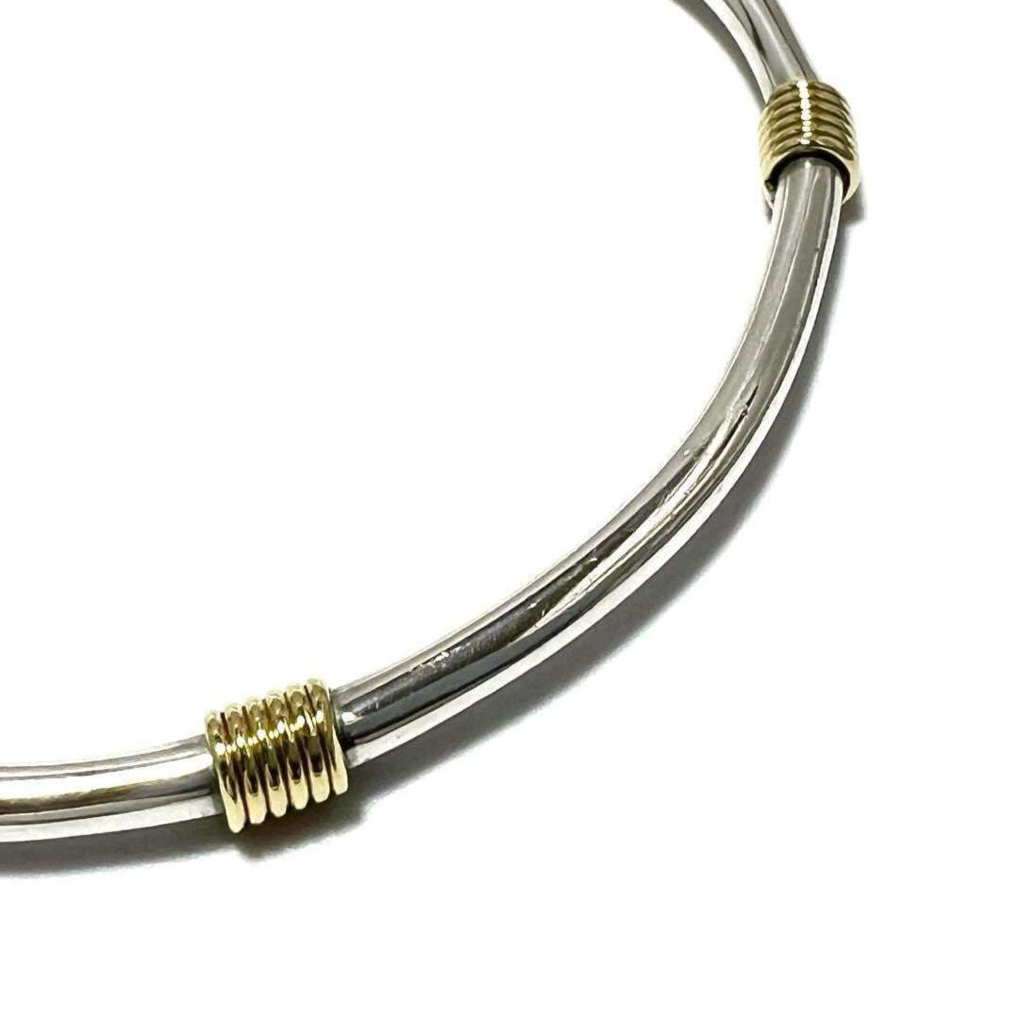 TIFFANY Women's Bracelet Bangle Double Width 2 Coil K18 Yellow Gold Silver 925