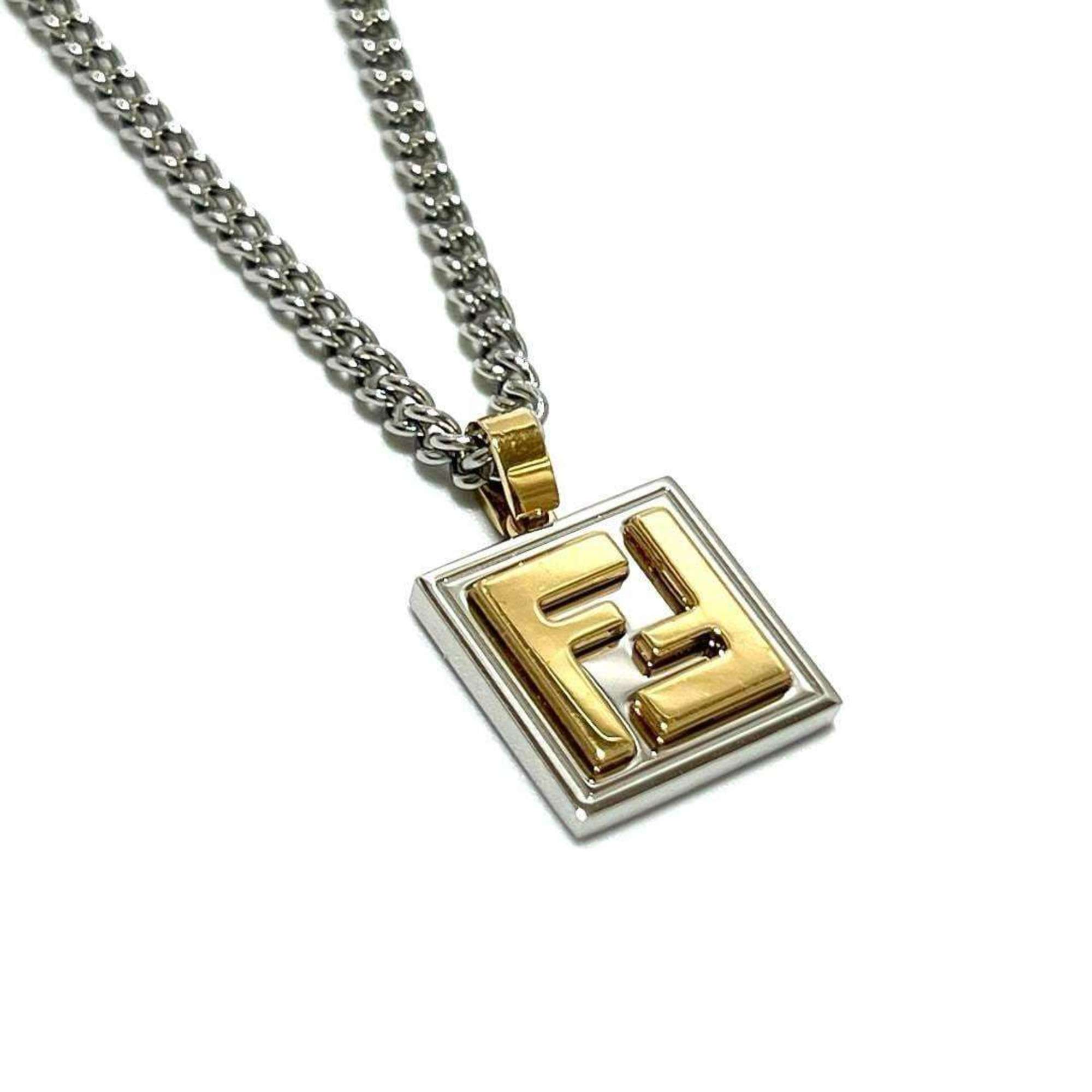 FENDI Men's Necklace Pendant Palladium & Gold Color