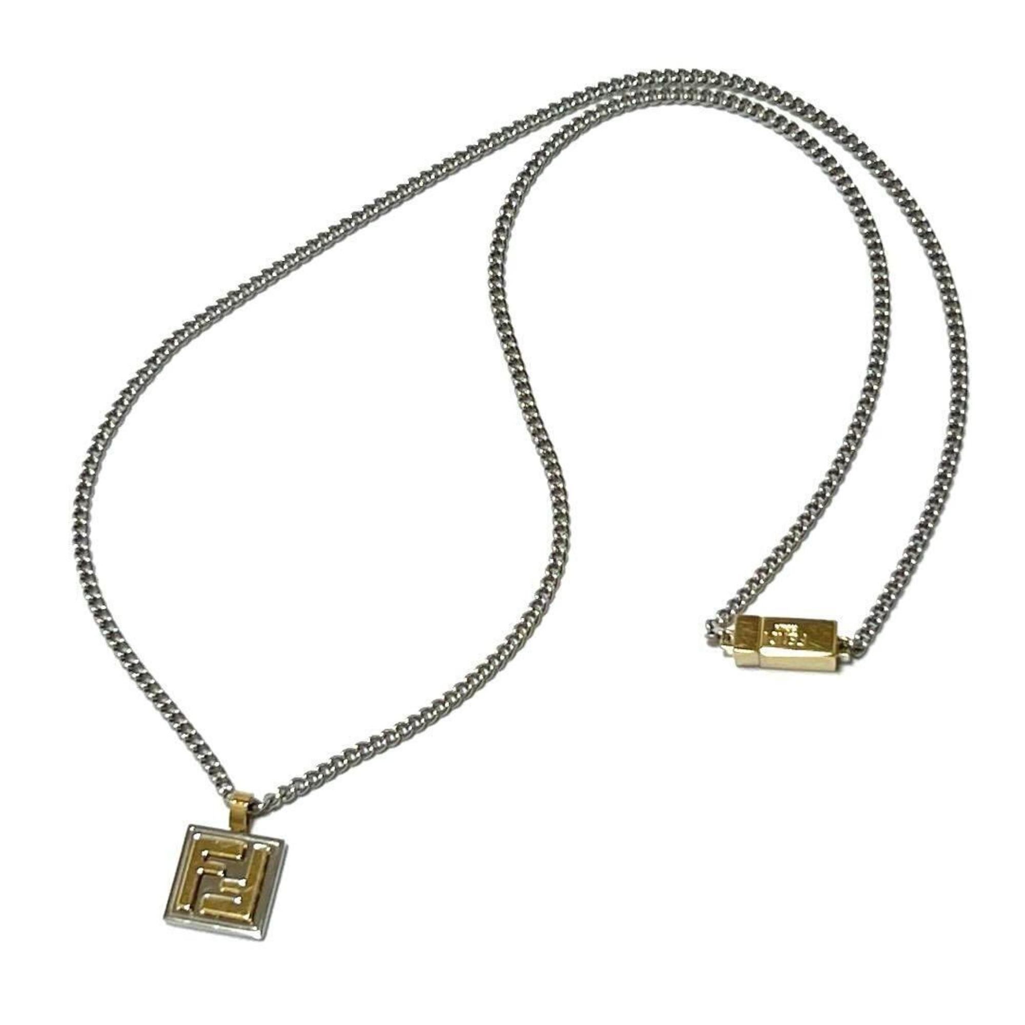 FENDI Men's Necklace Pendant Palladium & Gold Color