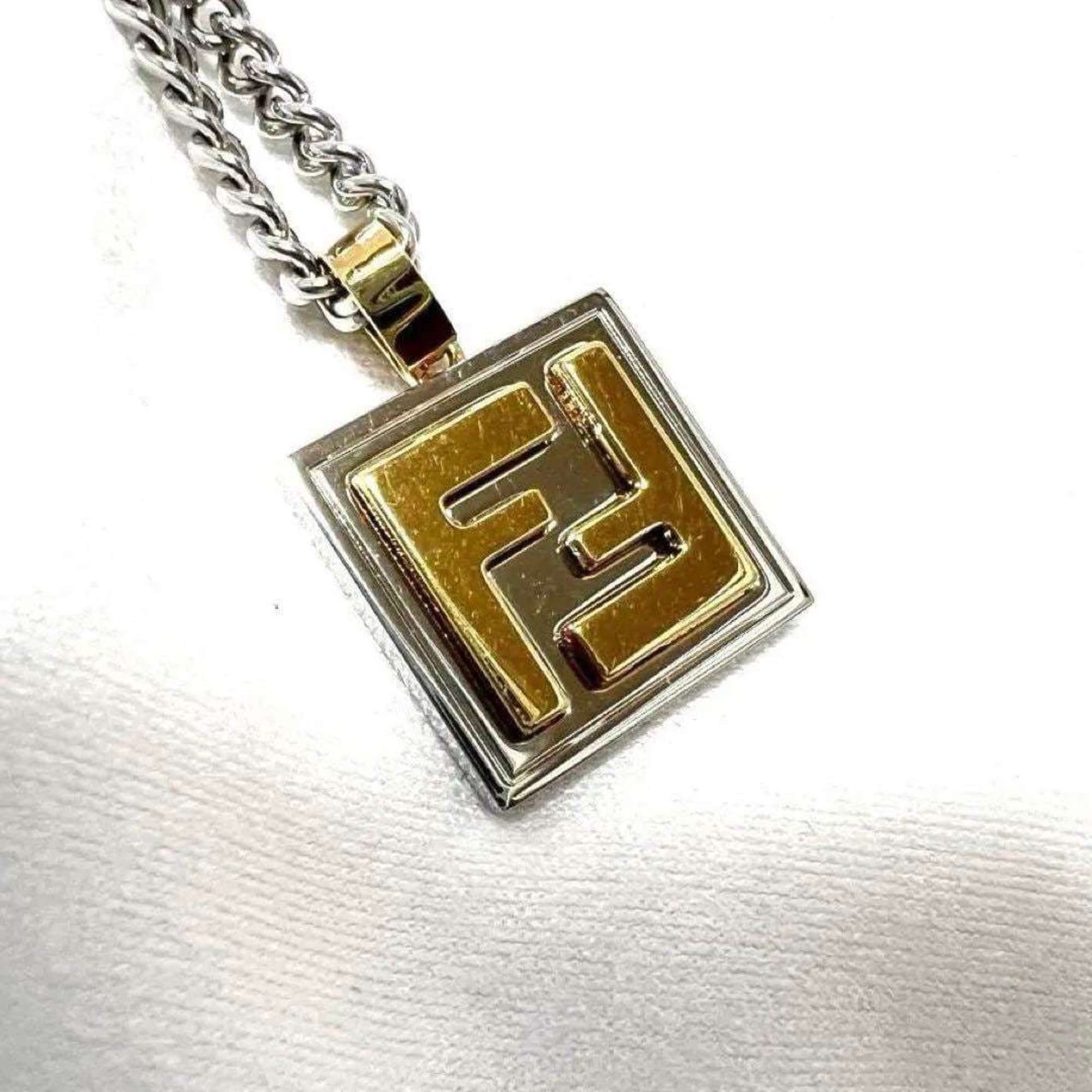 FENDI Men's Necklace Pendant Palladium & Gold Color