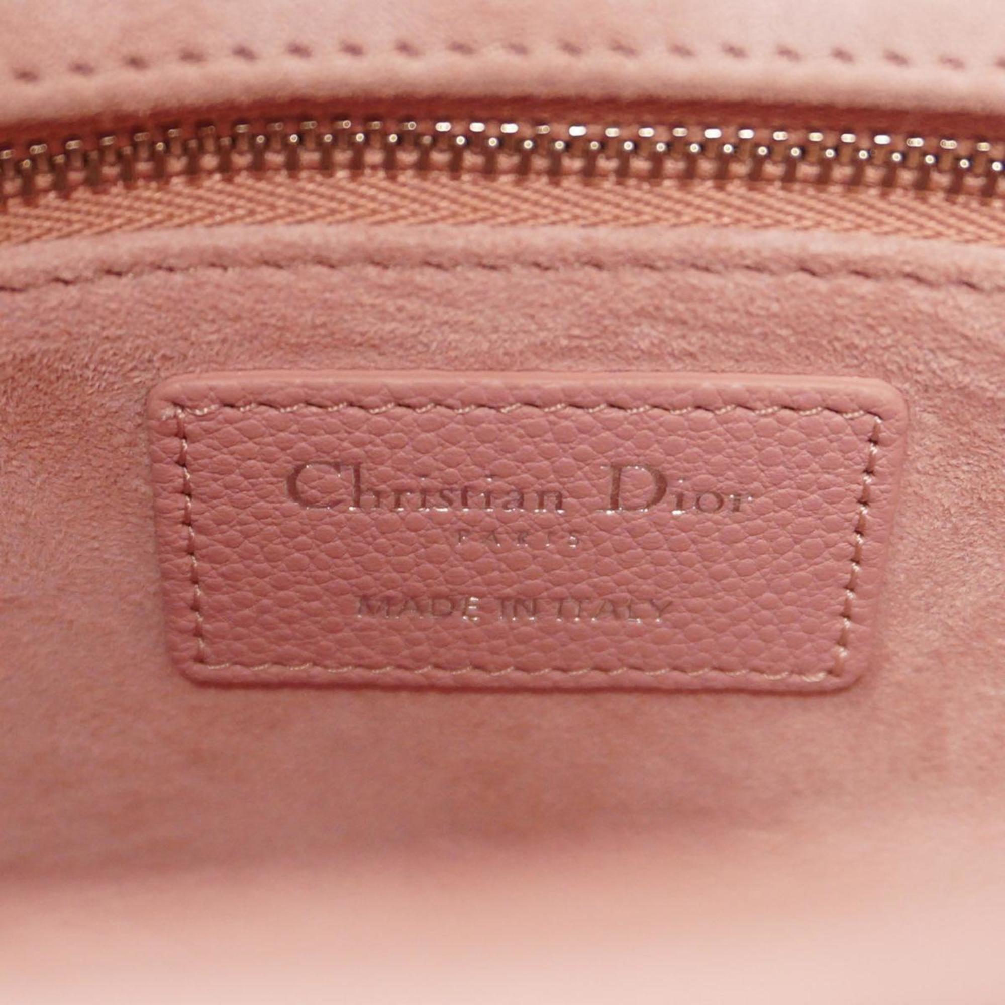 Christian Dior Handbag Cannage Lady Leather Pink Women's