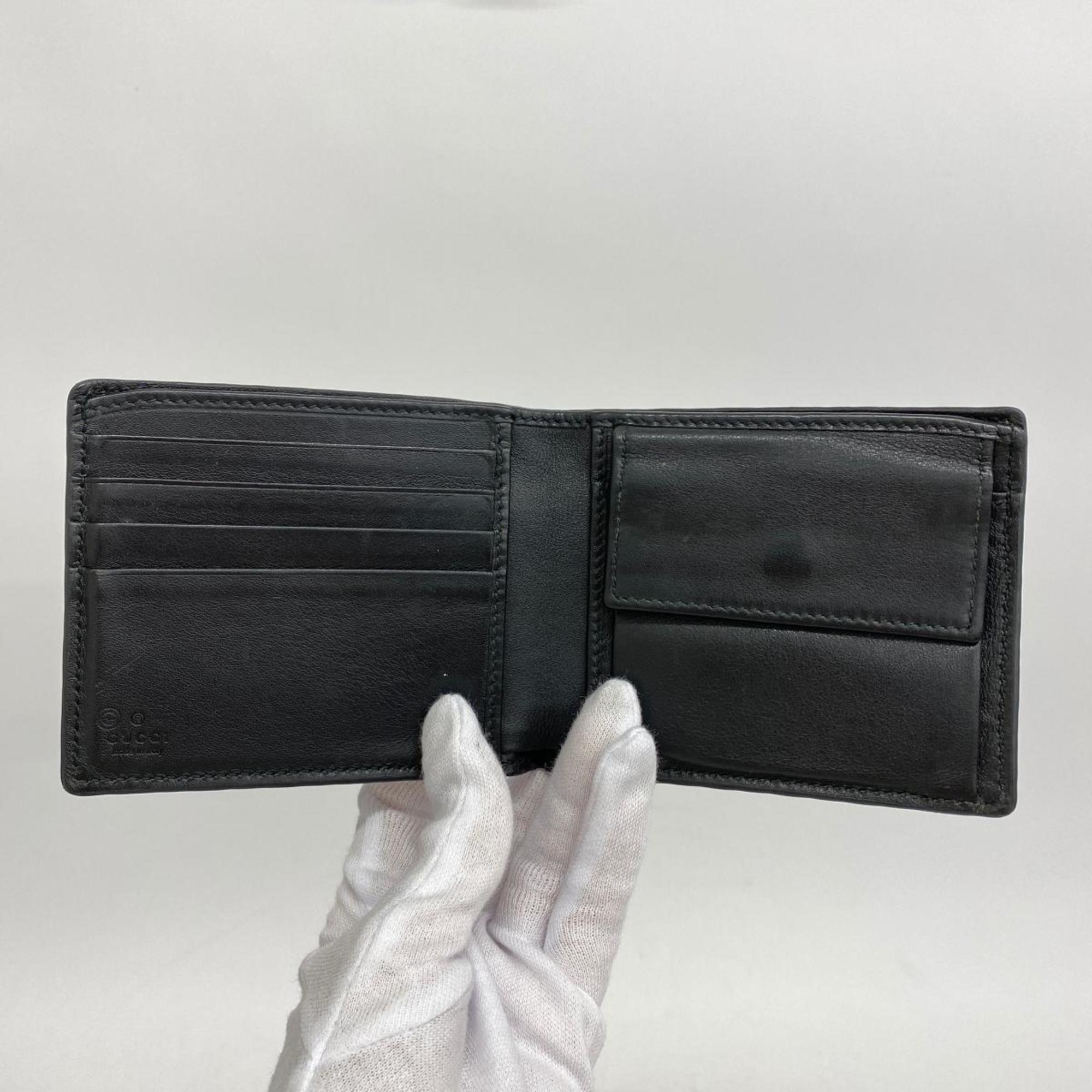 Gucci Wallet Micro Guccissima 544472 Leather Black Men's Women's