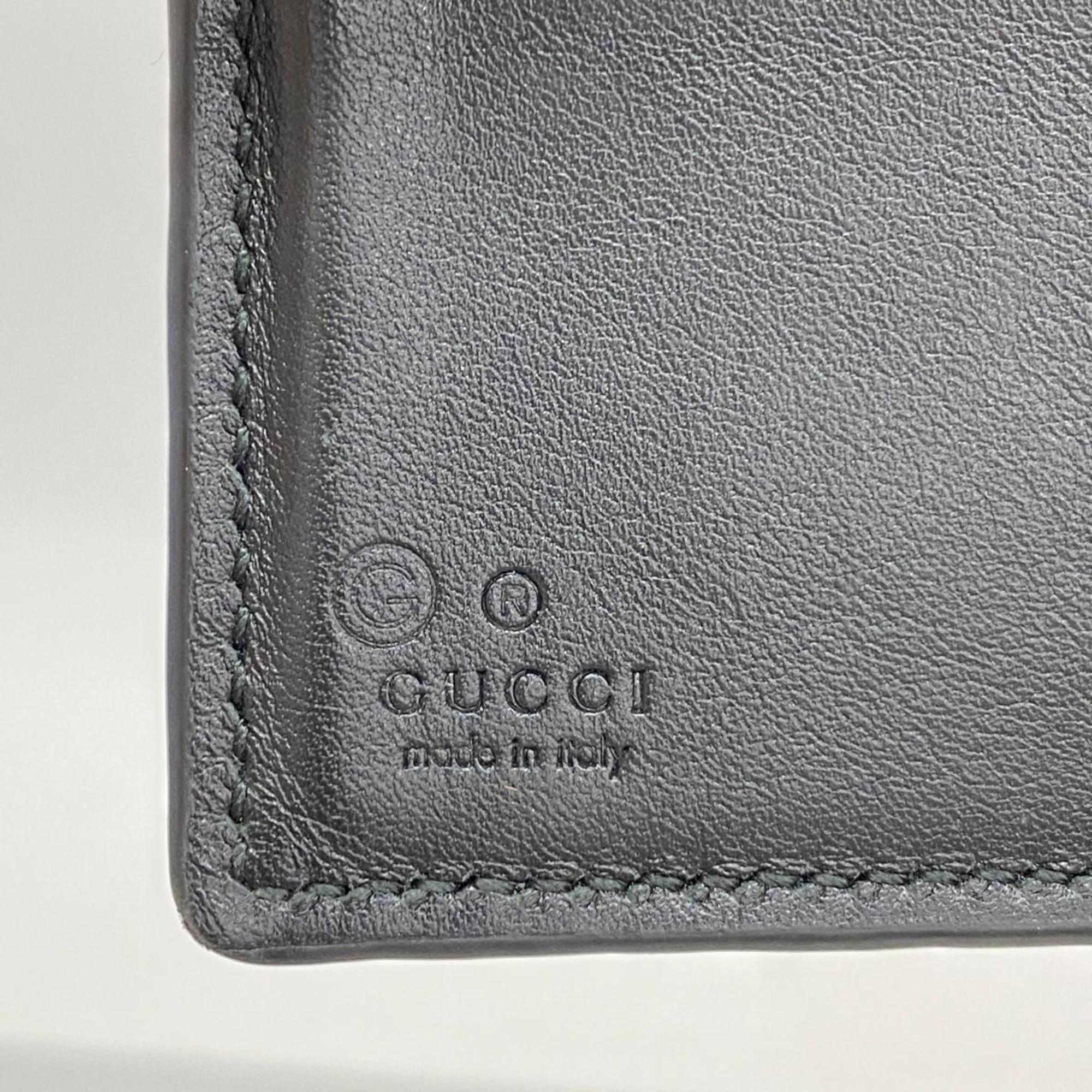 Gucci Wallet Micro Guccissima 544472 Leather Black Men's Women's