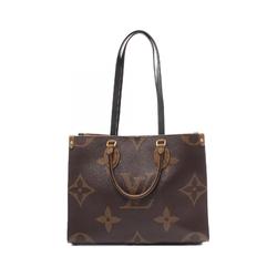 LOUIS VUITTON On the Go MM Monogram Giant Reverse Tote Bag, Coated Canvas, Leather, Women's, Brown, Beige, M45321