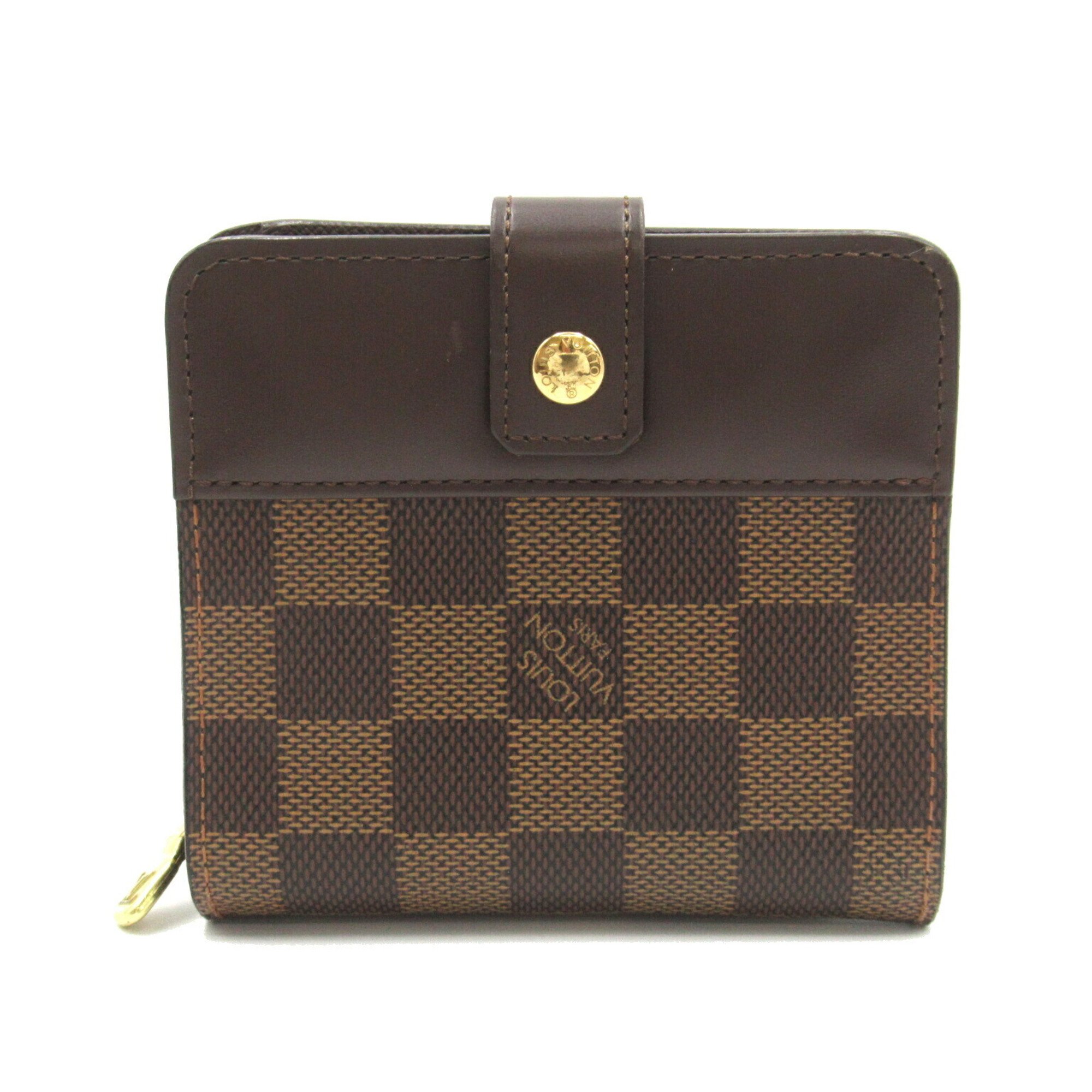 Louis Vuitton LOUIS VUITTON Compact Zip Round Wallet Coated Canvas Leather Damier Men's Women's Brown N61668