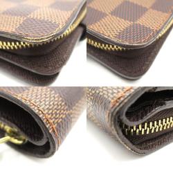 Louis Vuitton LOUIS VUITTON Compact Zip Round Wallet Coated Canvas Leather Damier Men's Women's Brown N61668