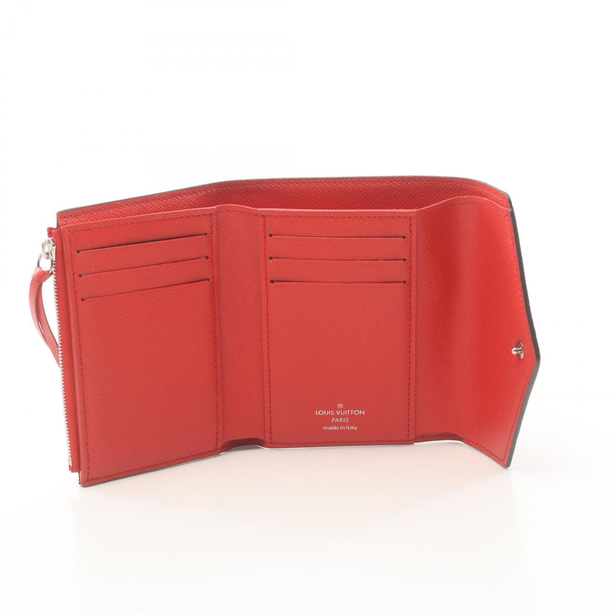 Louis Vuitton LOUIS VUITTON Portefeuille Victorine LV Escar Rouge Tri-fold Wallet Coated Canvas Women's Red Multicolor M68842