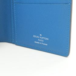 Louis Vuitton LOUIS VUITTON Portefeuille Brazza Taiga Noir Bi-fold Long Wallet Leather Men's Black Blue M63300