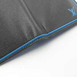 Louis Vuitton LOUIS VUITTON Portefeuille Brazza Taiga Noir Bi-fold Long Wallet Leather Men's Black Blue M63300