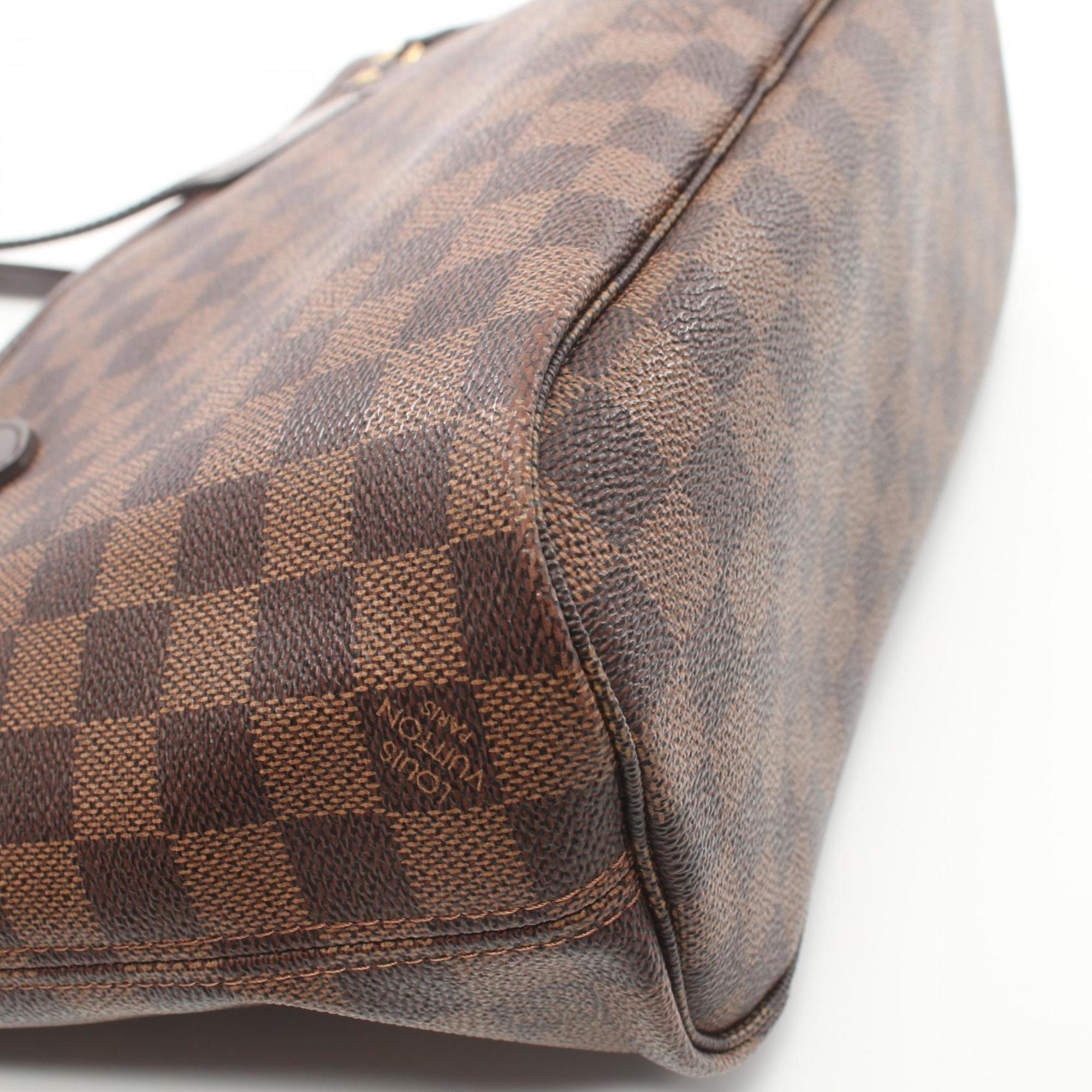 Louis Vuitton Neverfull PM Tote Bag, Coated Canvas, Leather, Damier, Women's, Brown, N51109