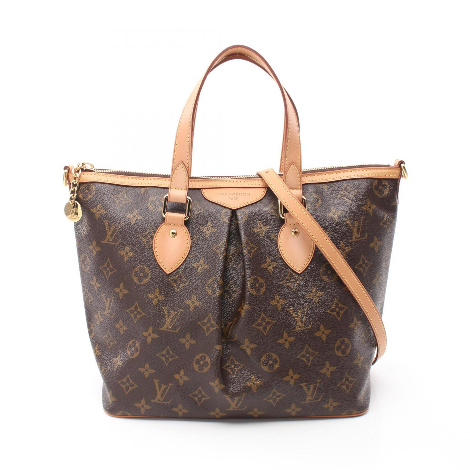 LOUIS VUITTON Palermo PM Monogram Handbag Bag Coated Canvas Leather Women's Brown M40145