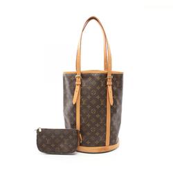 Louis Vuitton Bucket GM Shoulder Bag, Coated Canvas, Leather, Monogram, Women's, Brown, M42236