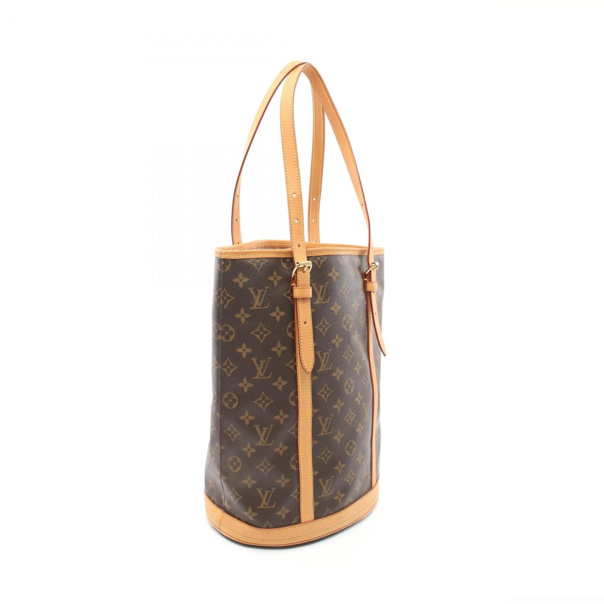 Louis Vuitton Bucket GM Shoulder Bag, Coated Canvas, Leather, Monogram, Women's, Brown, M42236