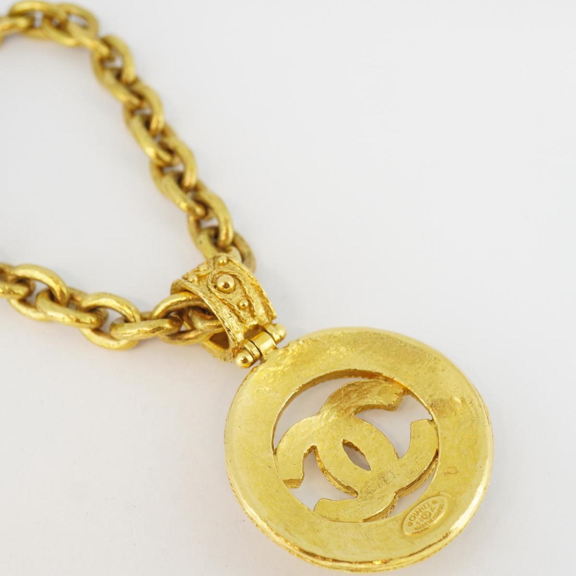 Chanel Necklace Coco Mark Circle GP Plated Gold 94A Women's