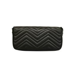 Gucci Shoulder Bag GG Marmont 734814 Leather Black Women's