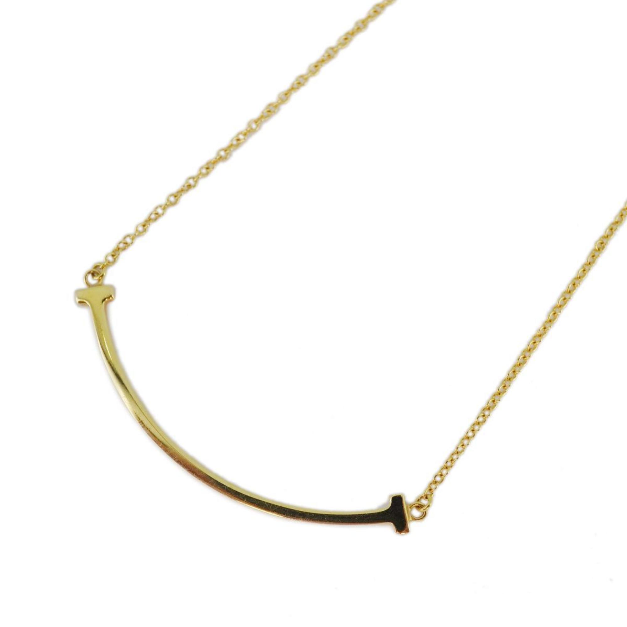 Tiffany Necklace T Smile Small K18YG Yellow Gold Women's