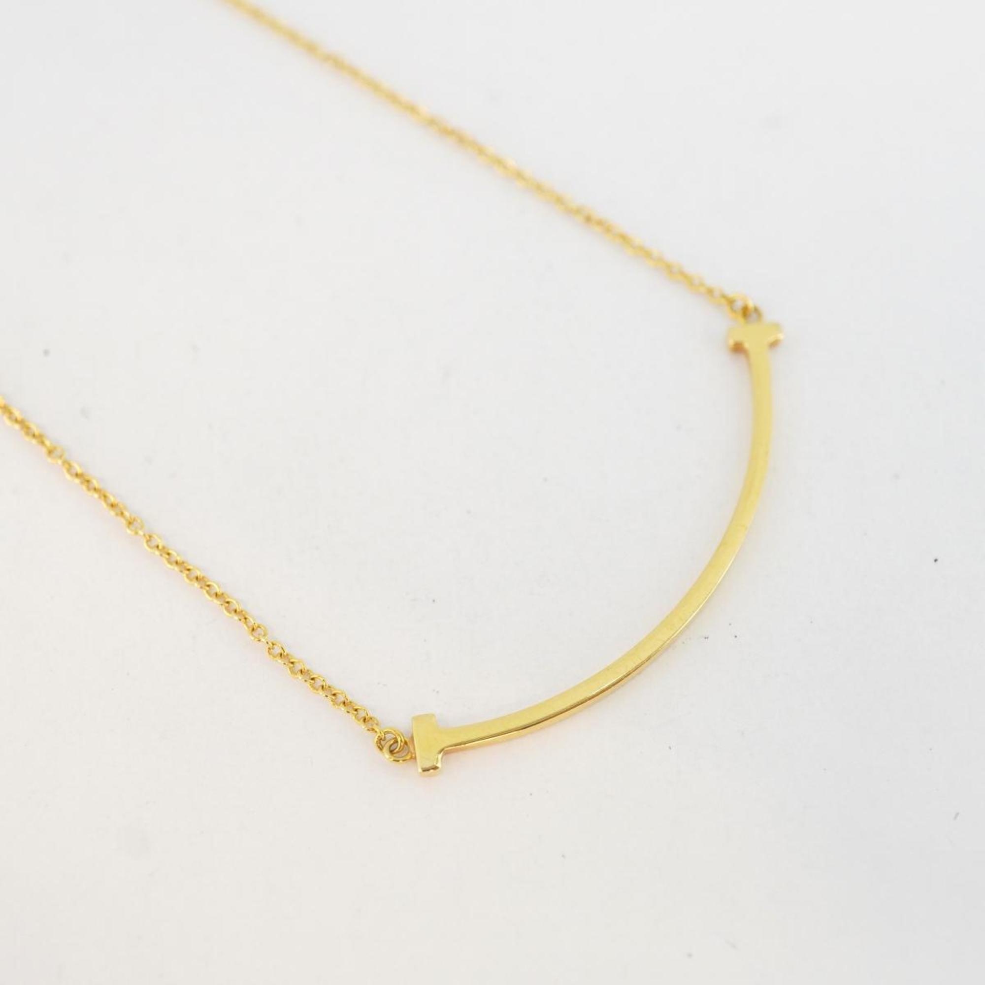 Tiffany Necklace T Smile Small K18YG Yellow Gold Women's