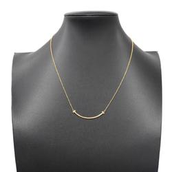 Tiffany Necklace T Smile Small K18YG Yellow Gold Women's