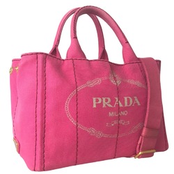 PRADA Prada Canapa Handbag Tote Bag Women's Canvas Pink 1BG439