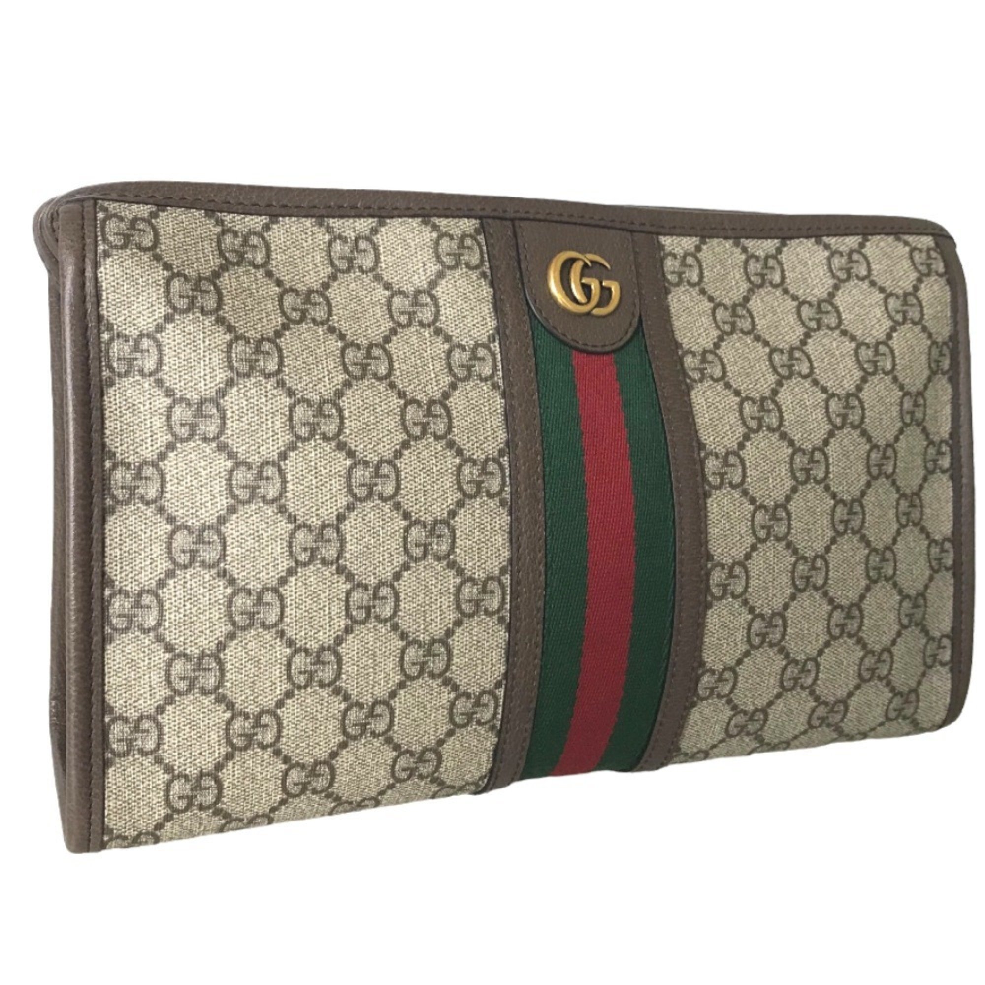 GUCCI Ophidia Second Bag Clutch Men's GG Supreme Canvas Beige 598234 493075