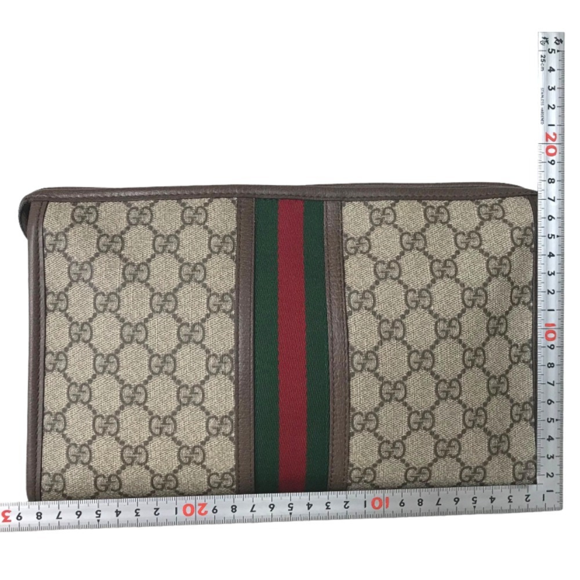 GUCCI Ophidia Second Bag Clutch Men's GG Supreme Canvas Beige 598234 493075