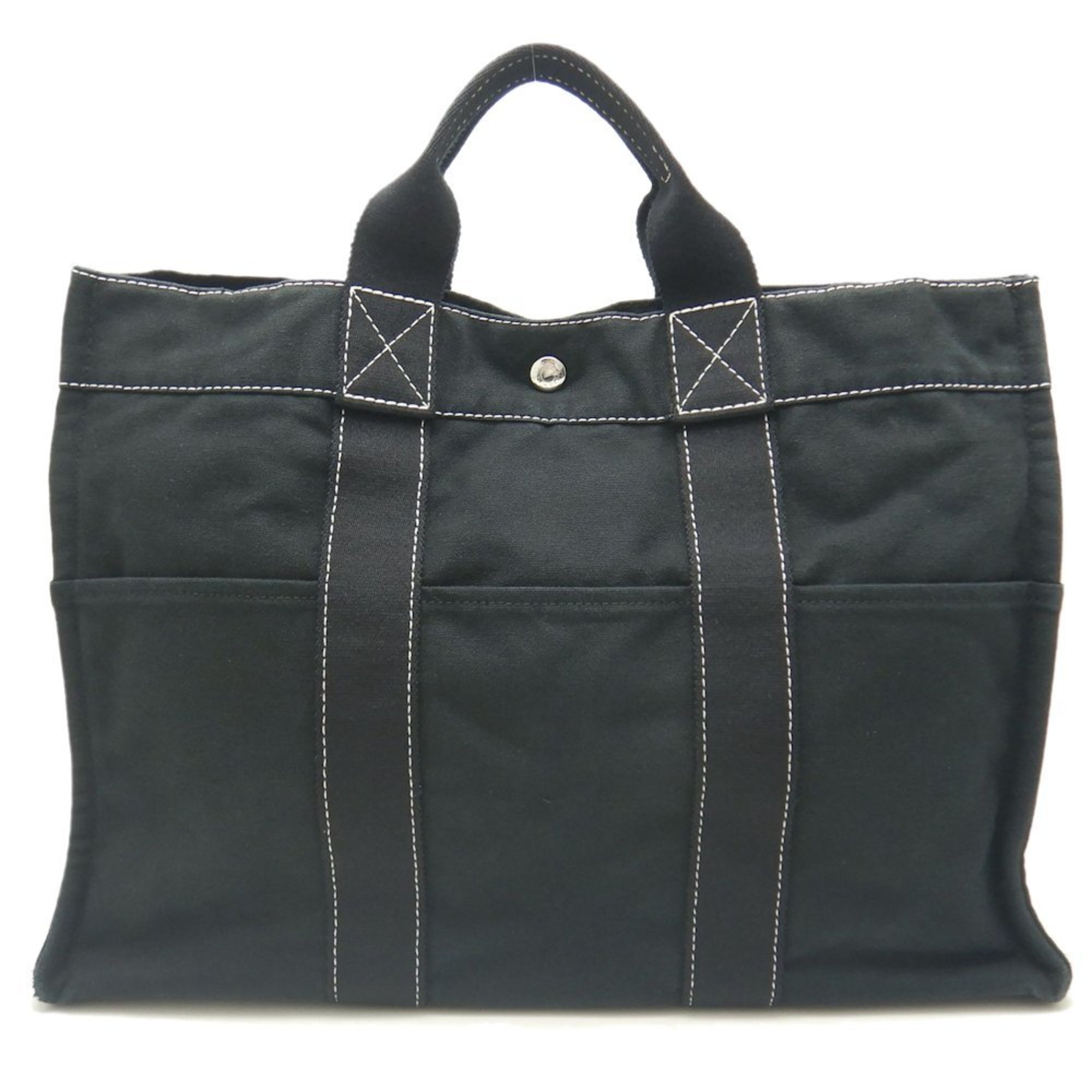 HERMES Deauville Tote Bag Canvas Black 252032