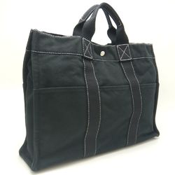 HERMES Deauville Tote Bag Canvas Black 252032