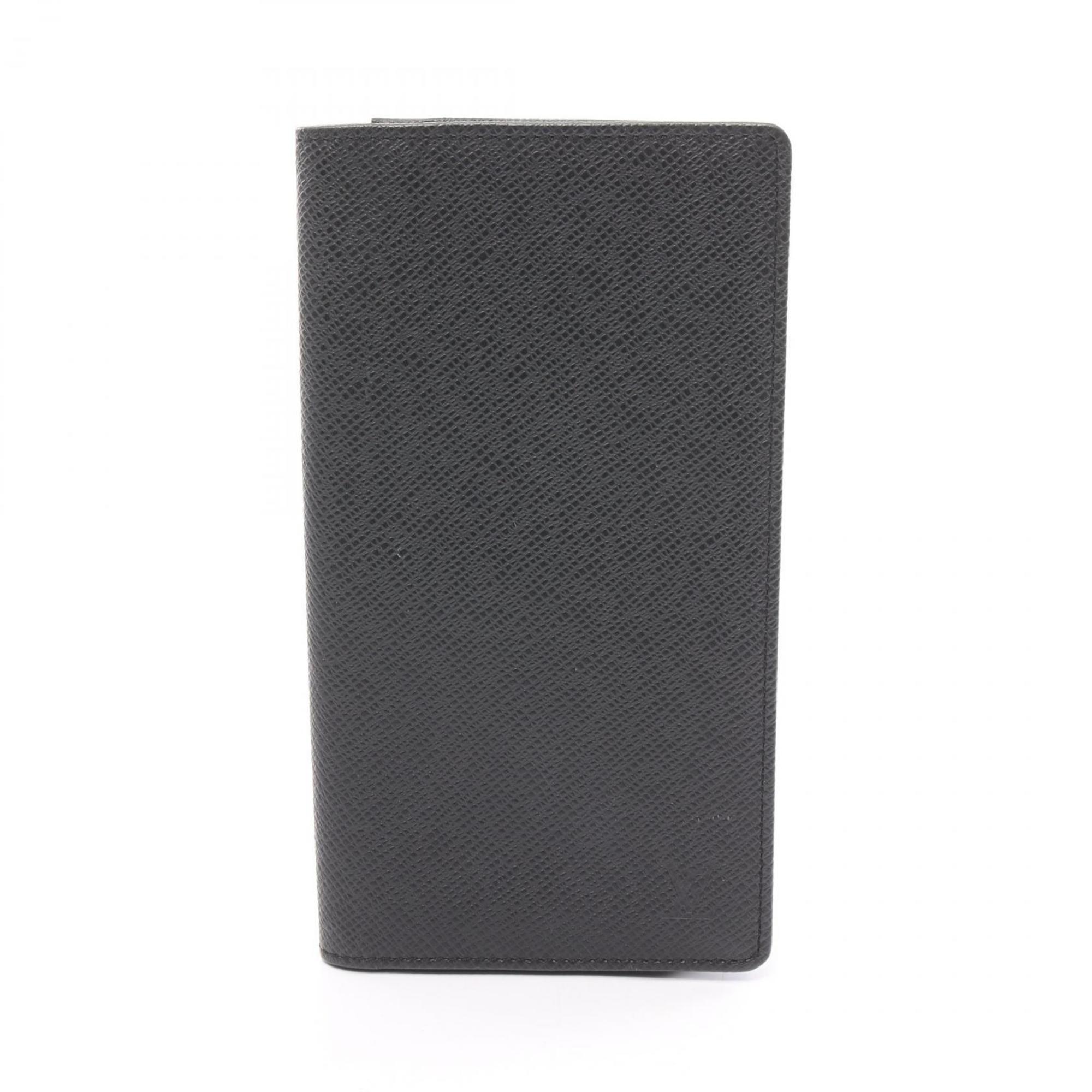 Louis Vuitton LOUIS VUITTON Porte Carte Credit Taiga Ardoise Bi-fold Long Wallet Leather Men's Black M31002