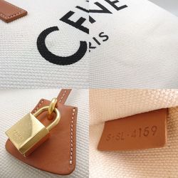 CELINE Horizontal Cabas Tote Bag Canvas x Leather White Brown 351552