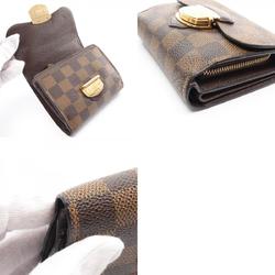 Louis Vuitton Joy Damier Ebene Tri-fold Wallet Coated Canvas Leather Women's Brown N60034