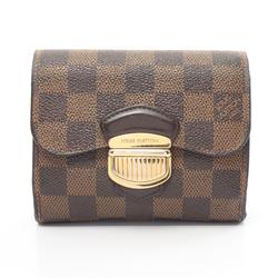 Louis Vuitton Joy Damier Ebene Tri-fold Wallet Coated Canvas Leather Women's Brown N60034