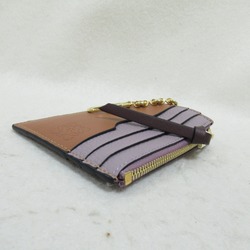 LOEWE Business Card Holder/Card Case Square Coin Holder Leather Women's Purple Brown C821B35X018698