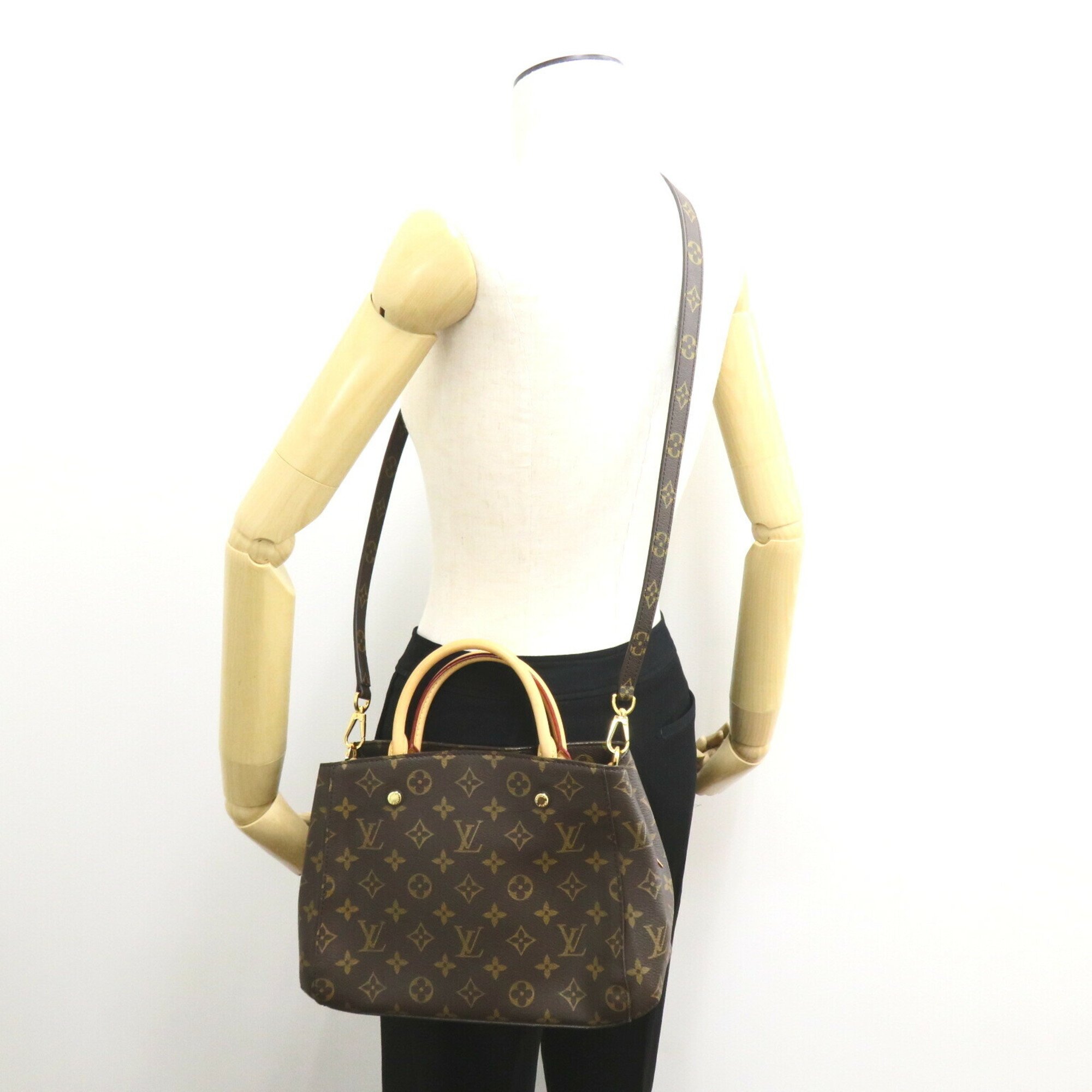 Louis Vuitton Montaigne BB Bag, Coated Canvas, Monogram, Women's, Brown, M41055