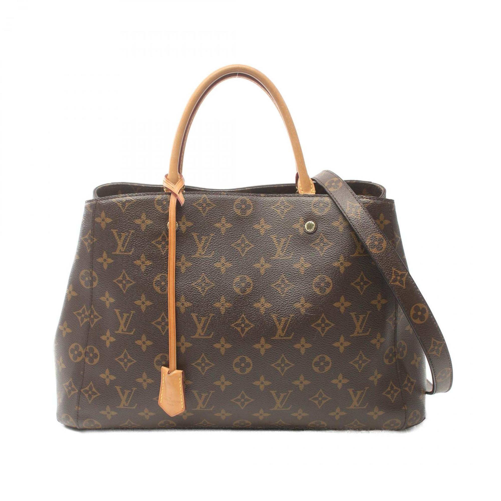 Louis Vuitton Montaigne GM Tote Bag, Coated Canvas, Leather, Women's, Brown, M41067