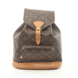 Louis Vuitton Montsouris MM Monogram Rucksack Backpack Bag Coated Canvas Leather Women's Brown M51136