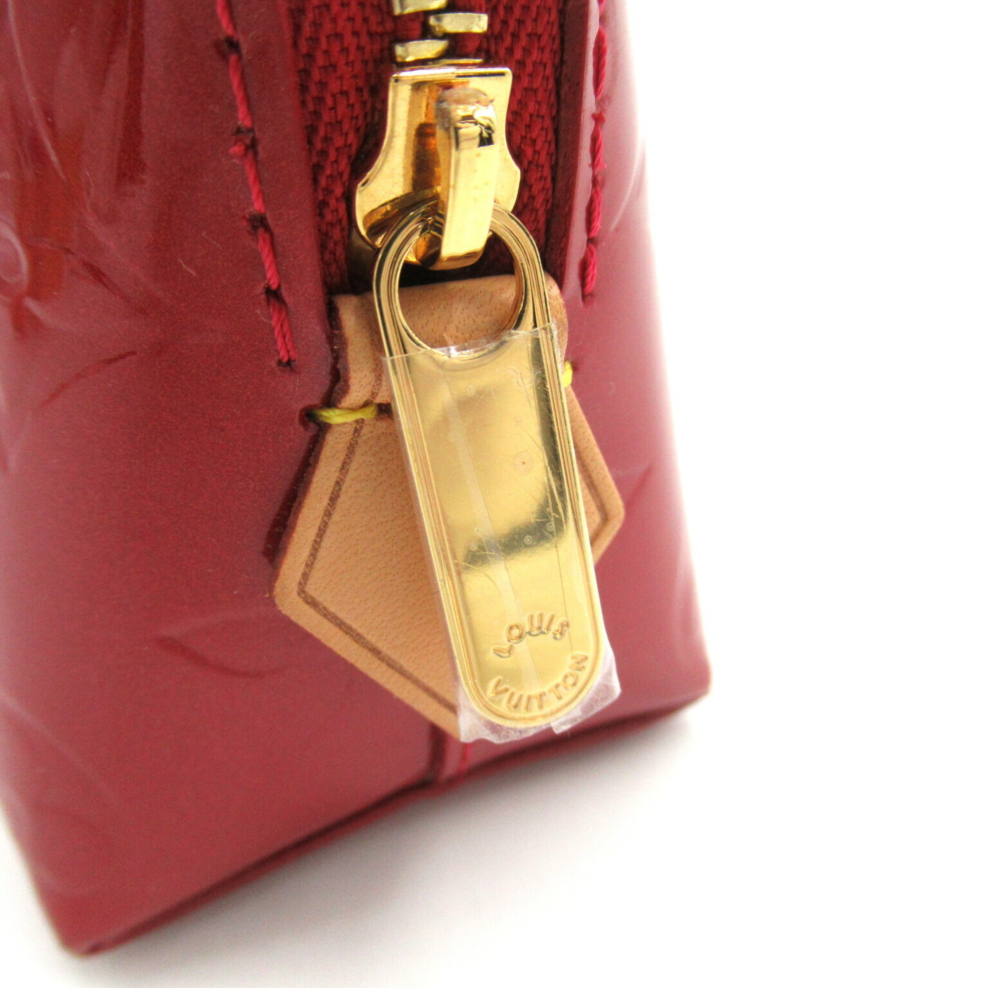 Louis Vuitton Pochette Tick Pouch Bag Patent Leather Vernis Women's Red M91496