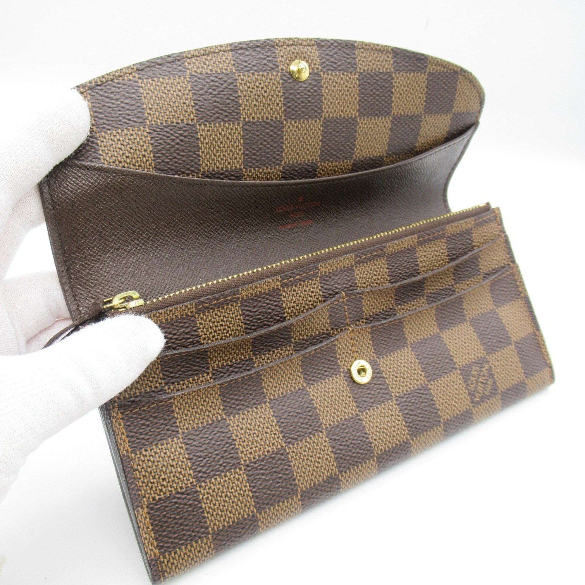 Louis Vuitton LOUIS VUITTON Portefeuille Emily Bi-fold Long Wallet Coated Canvas Damier Women's Brown N63019