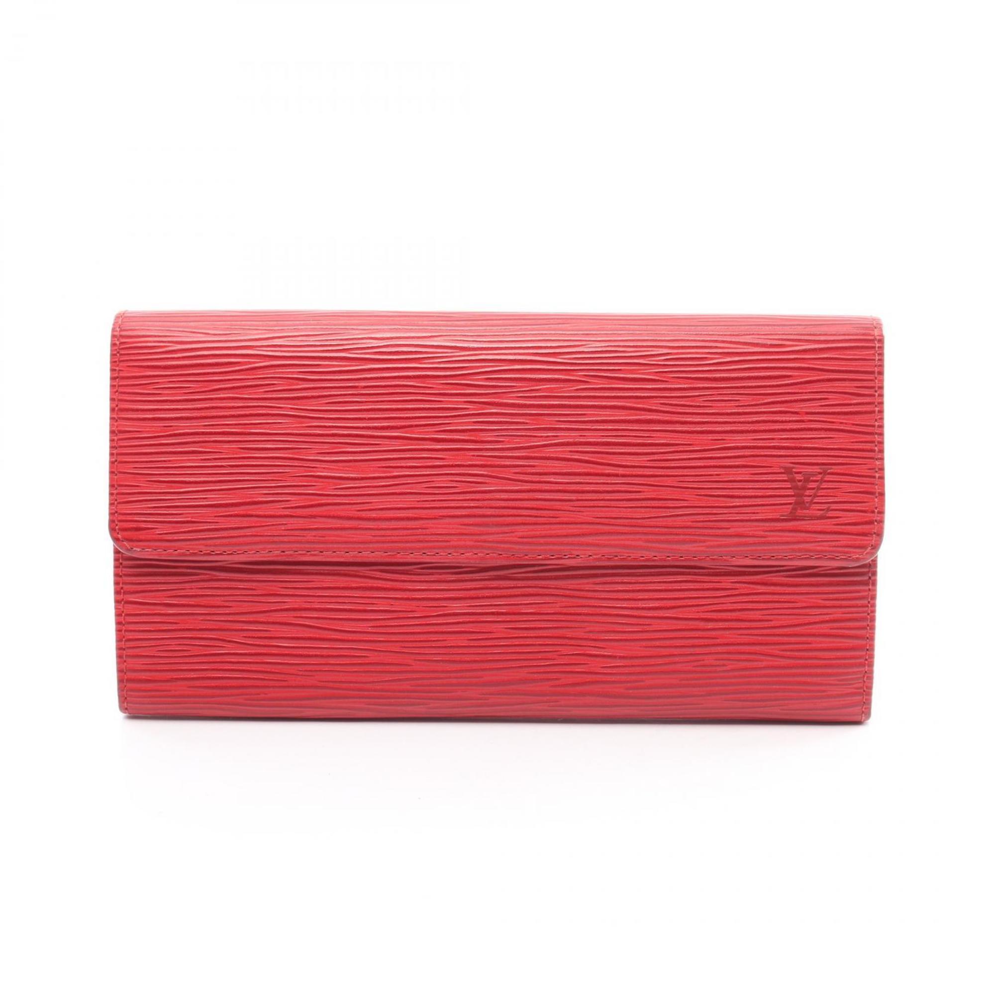 Louis Vuitton LOUIS VUITTON Pochette Portemonnay Credit Epi Castilian Red Bi-fold Long Wallet Leather Women's M63577