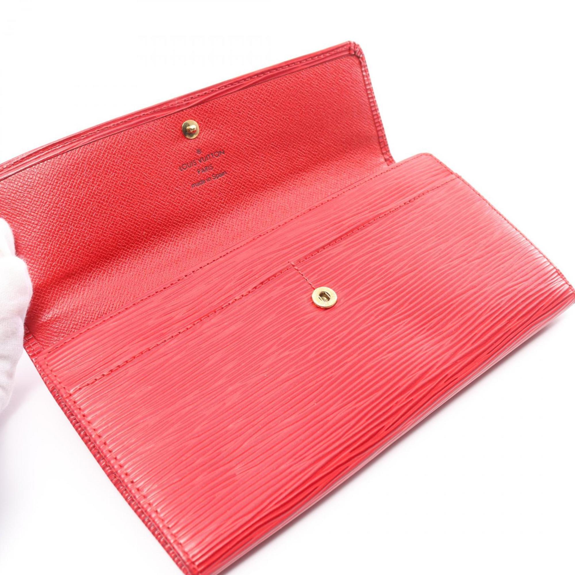 Louis Vuitton LOUIS VUITTON Pochette Portemonnay Credit Epi Castilian Red Bi-fold Long Wallet Leather Women's M63577