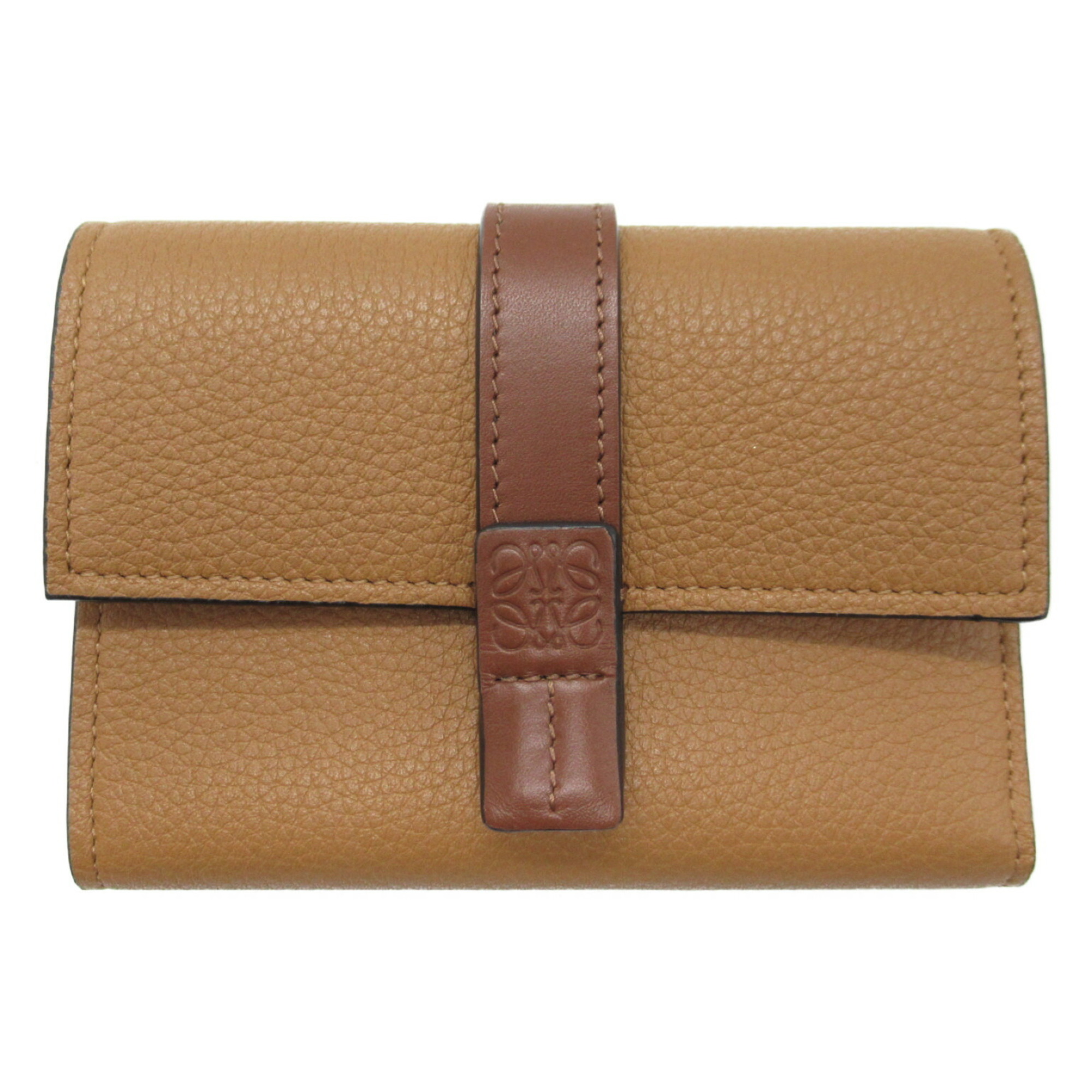 LOEWE Vertical Wallet Small Tri-fold Leather Women's Brown Light Caramel Pecan C660S86X013639