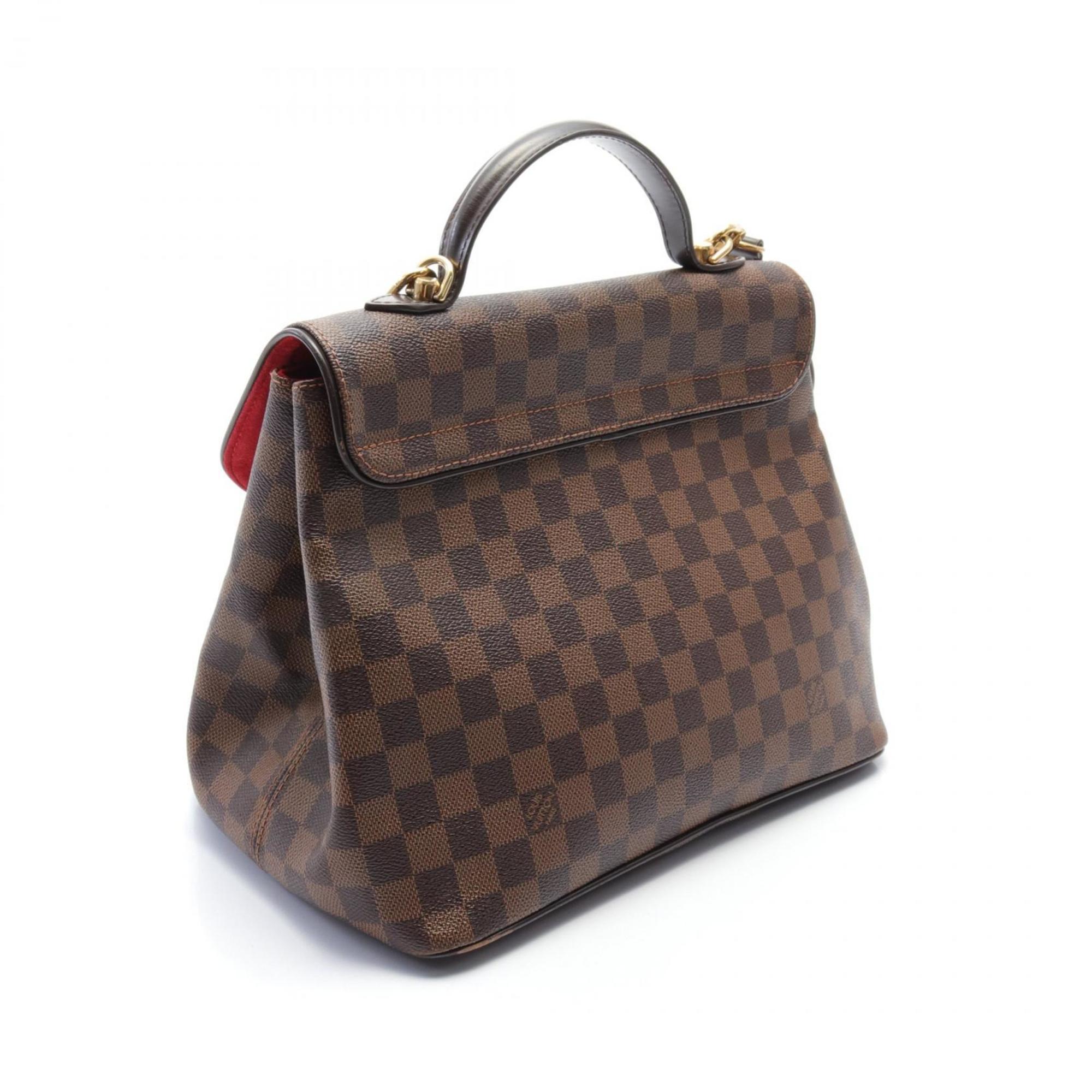 LOUIS VUITTON Bergamo MM Damier Ebene Handbag Bag Coated Canvas Leather Women's Brown N41168