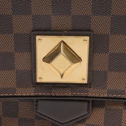 LOUIS VUITTON Bergamo MM Damier Ebene Handbag Bag Coated Canvas Leather Women's Brown N41168