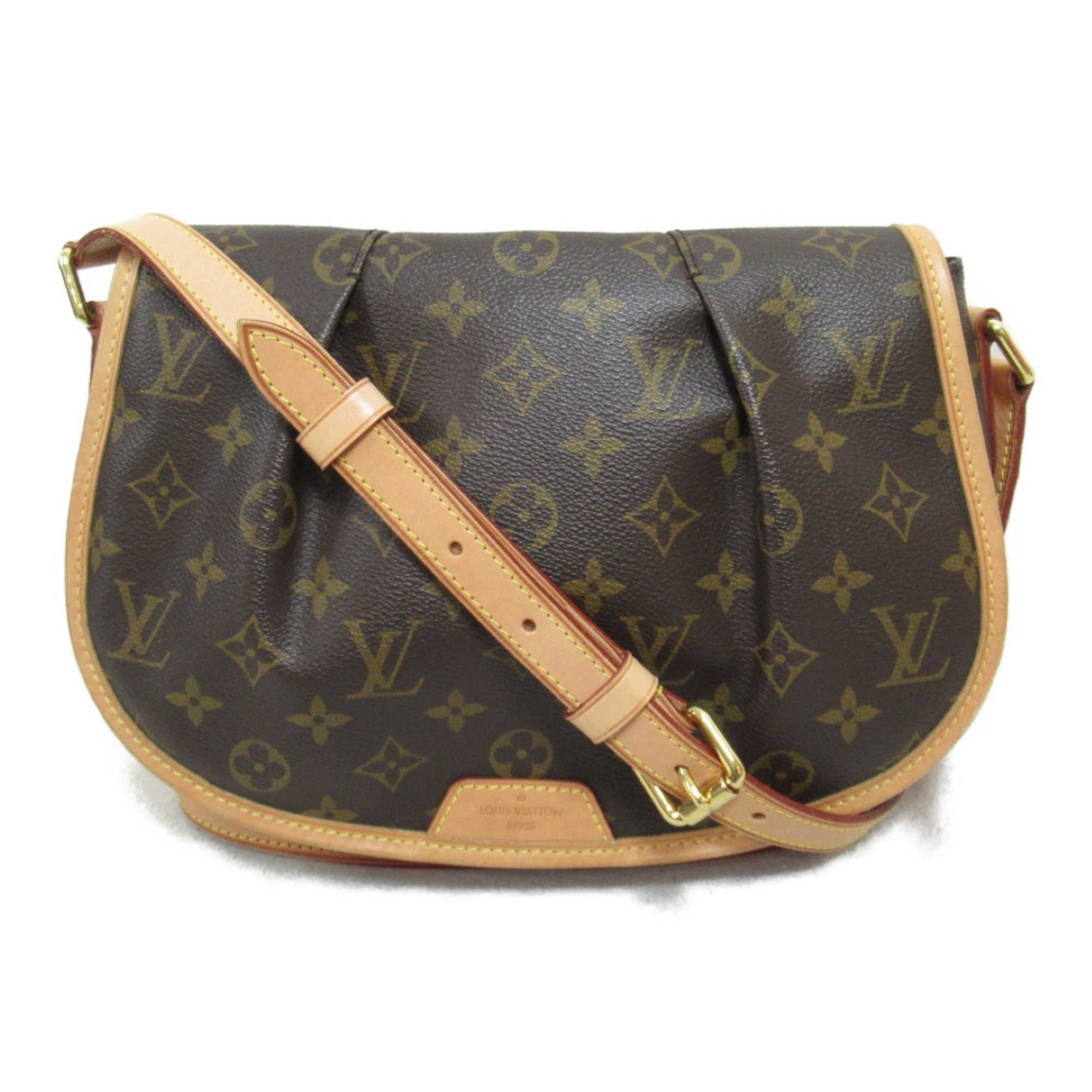 Louis Vuitton Menilmontant PM Shoulder Bag, Coated Canvas, Monogram, Women's, Brown, M40474