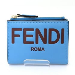 FENDI ROMA Bi-fold Wallet Compact Embossed Leather 8M0447 Blue