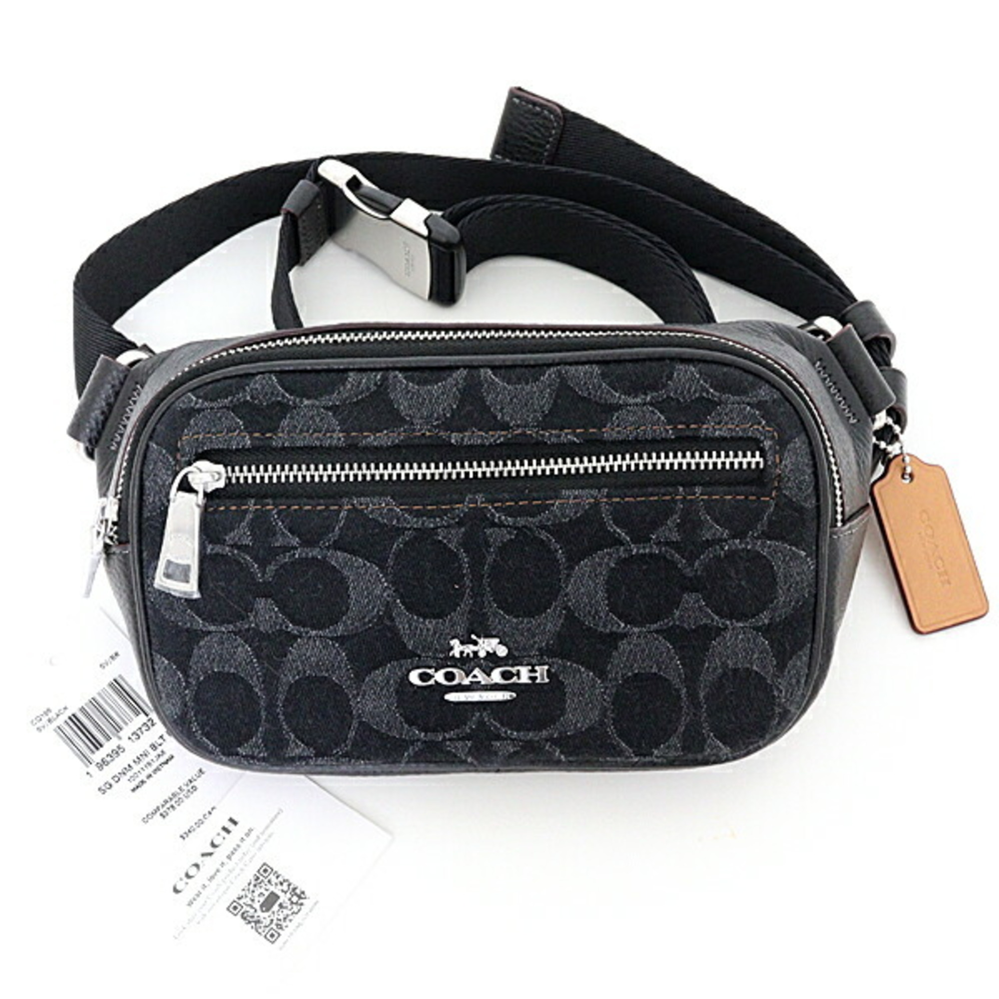 Coach COACH Signature Denim Belt Bag Body Outlet CQ186 Black